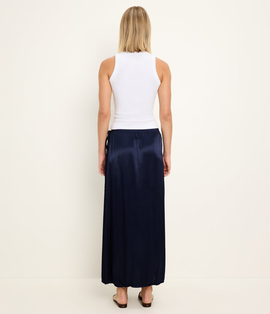 Diane Wrap Midi Skirt in Nocturnal Blue Back View  #NOCTURNAL