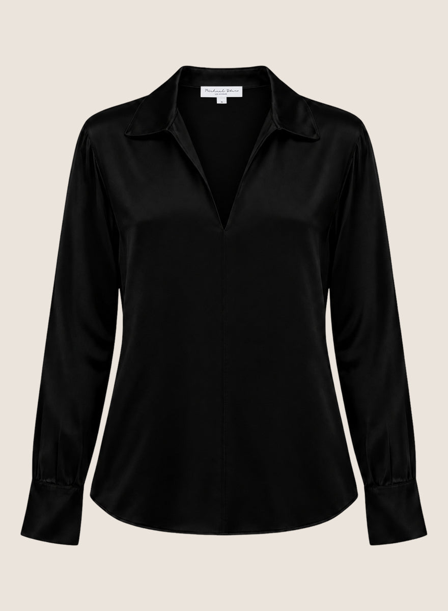 Everly Satin Collared Top