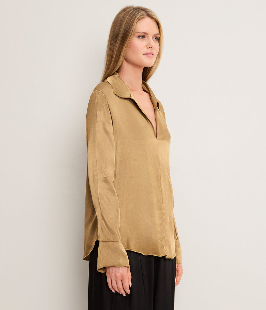 Everly Satin Collared Top