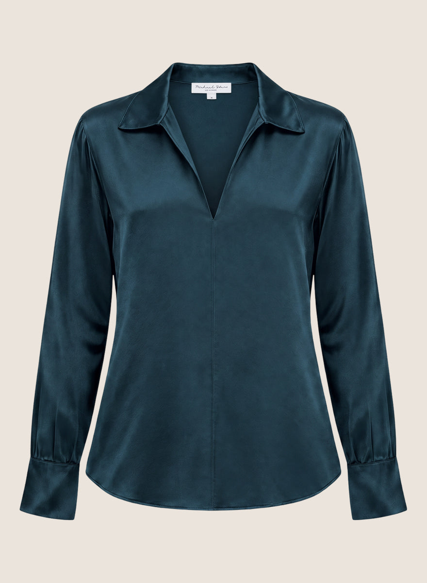 Everly Satin Collared Top