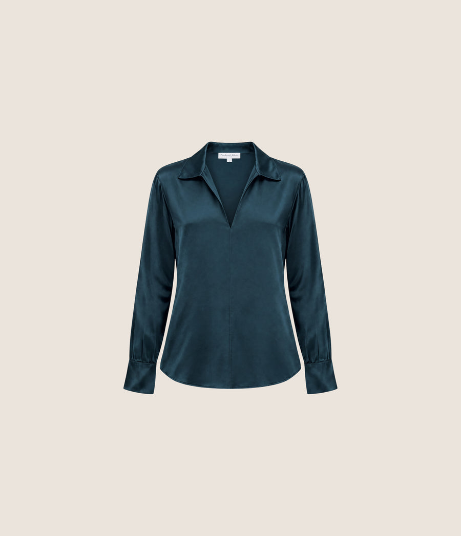 Everly Satin Collared Top