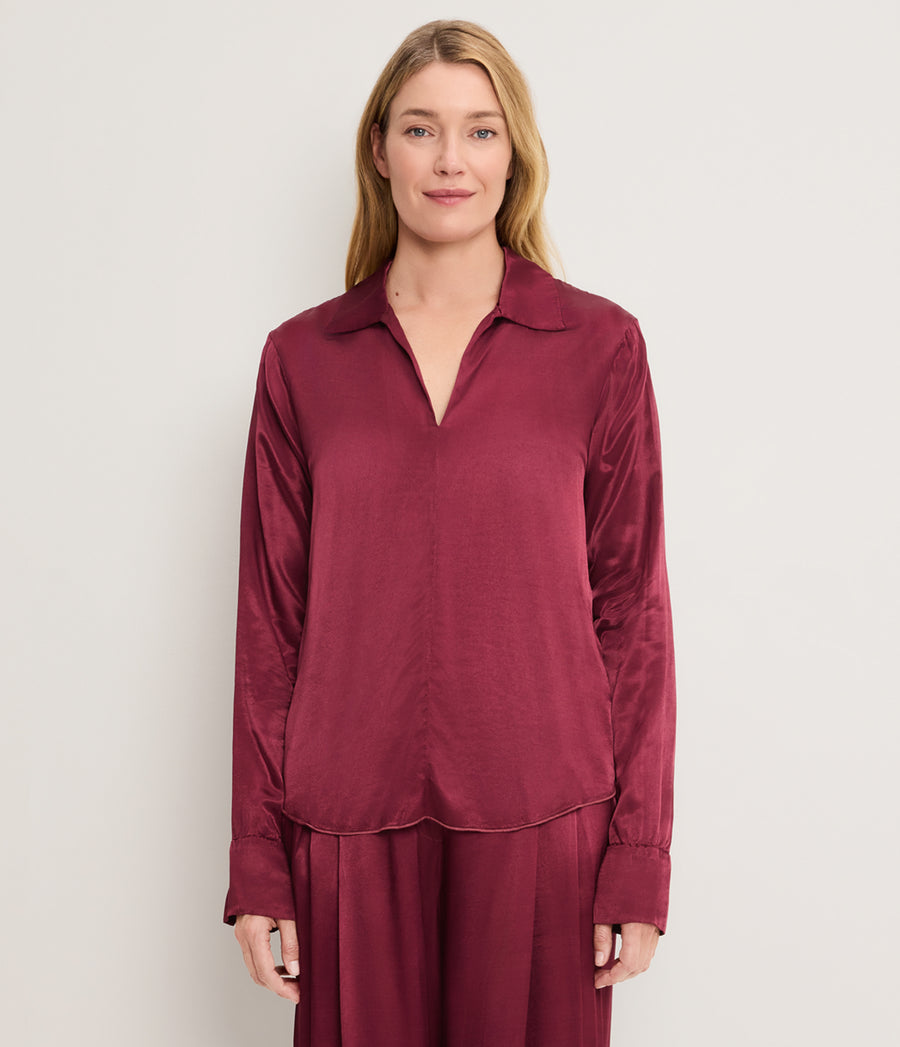 Everly Satin Collared Top