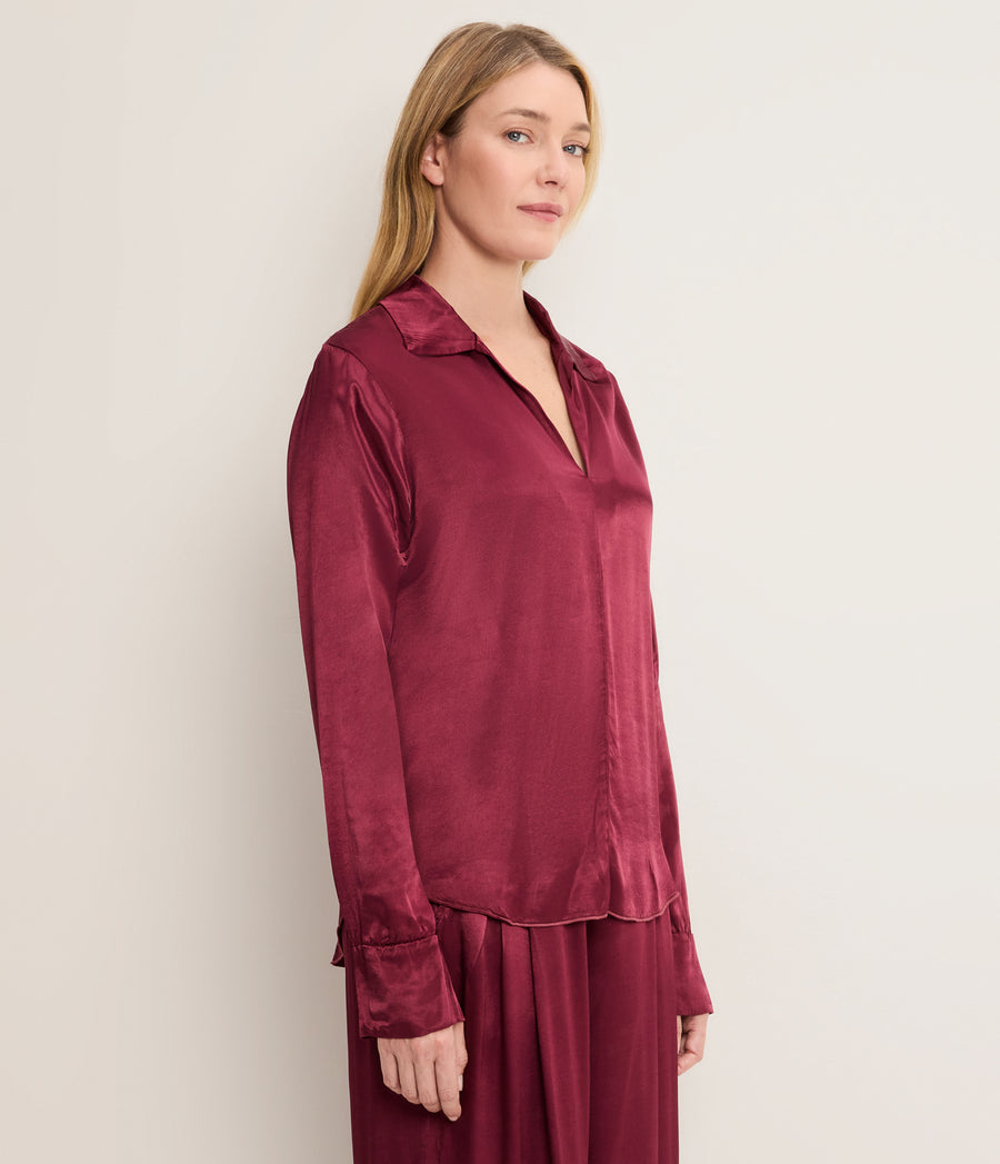 Everly Satin Collared Top