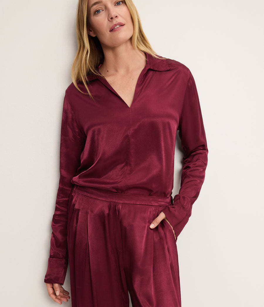 Everly Satin Collared Top