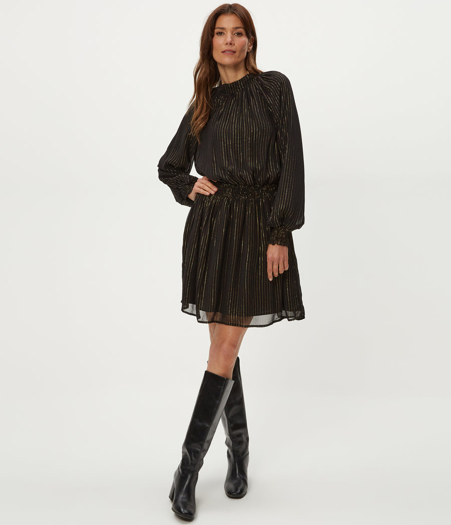 Constance Mini Dress in Black Full Body View #BLACK COMBO
