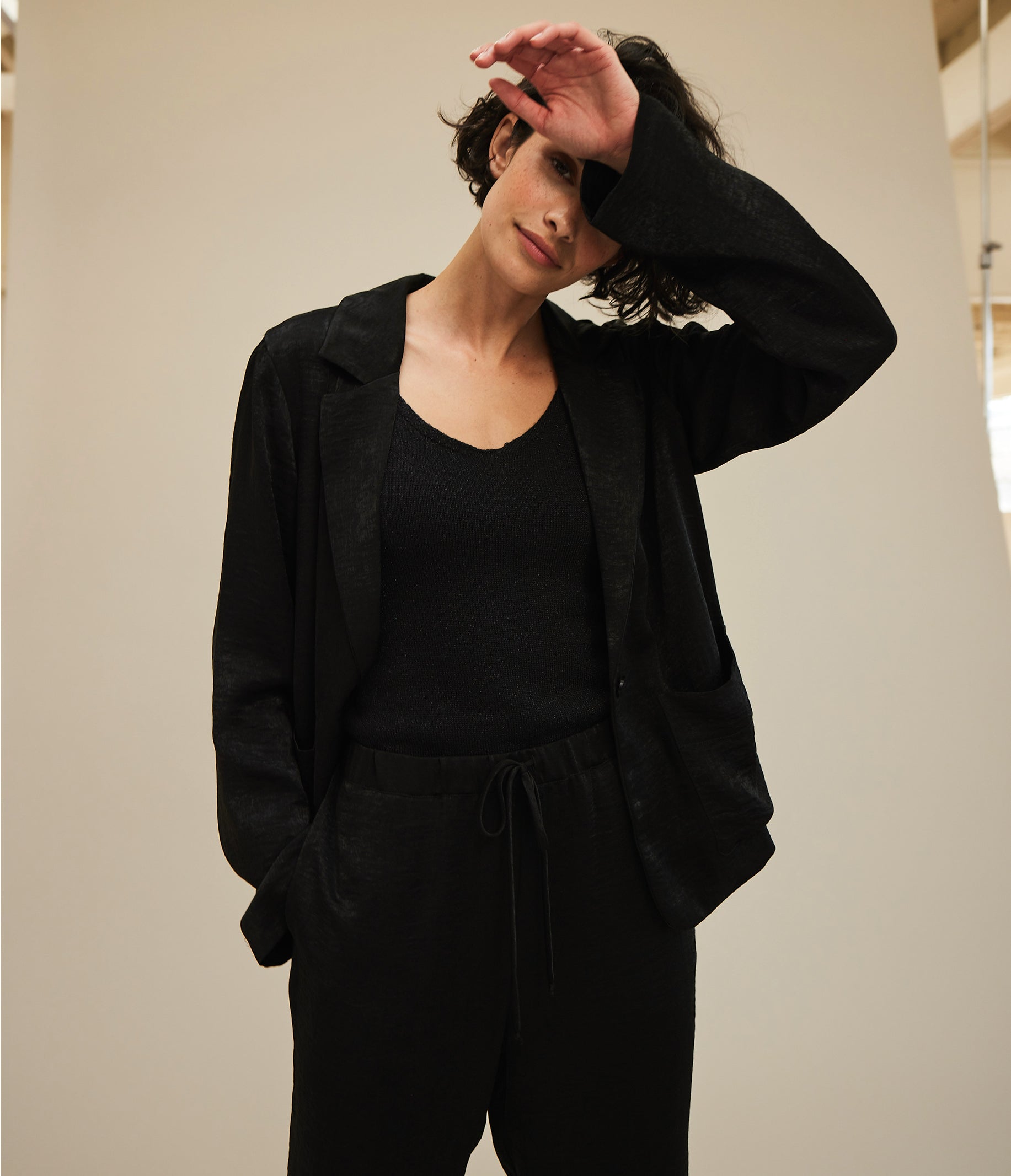 Paula Hammered Satin Blazer