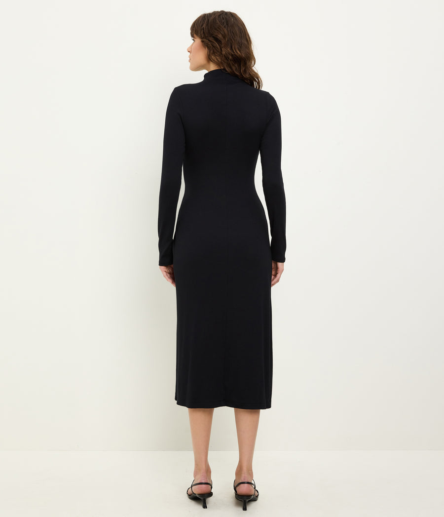 Women's Petite Tish Mock Neck Midi Dress - Black - Size XSP