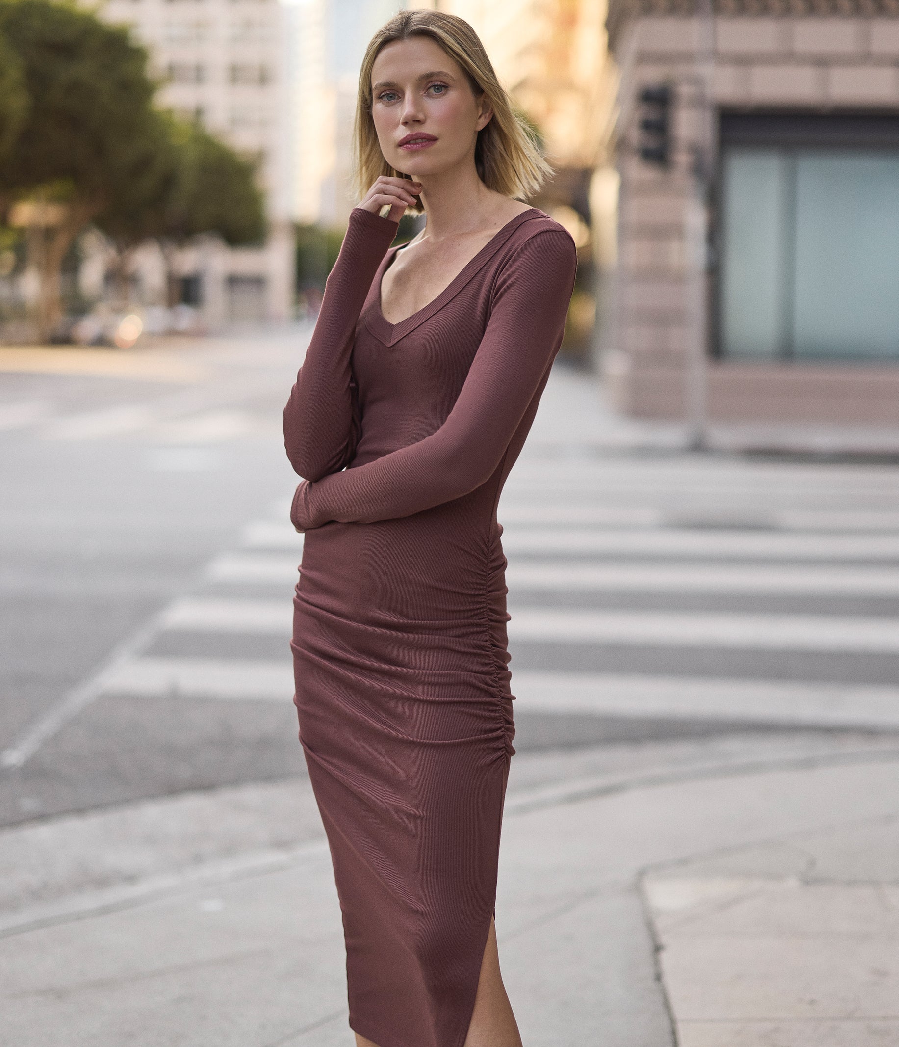 Sleeveless Blue Tank Top Dress Women's Tencel Rib Knit Tank Top Midi Dress In Brown, Size Sleeveless Blue Tank Top Dress Women's Tencel Rib Knit Tank Top Midi Dress In Brown, Size