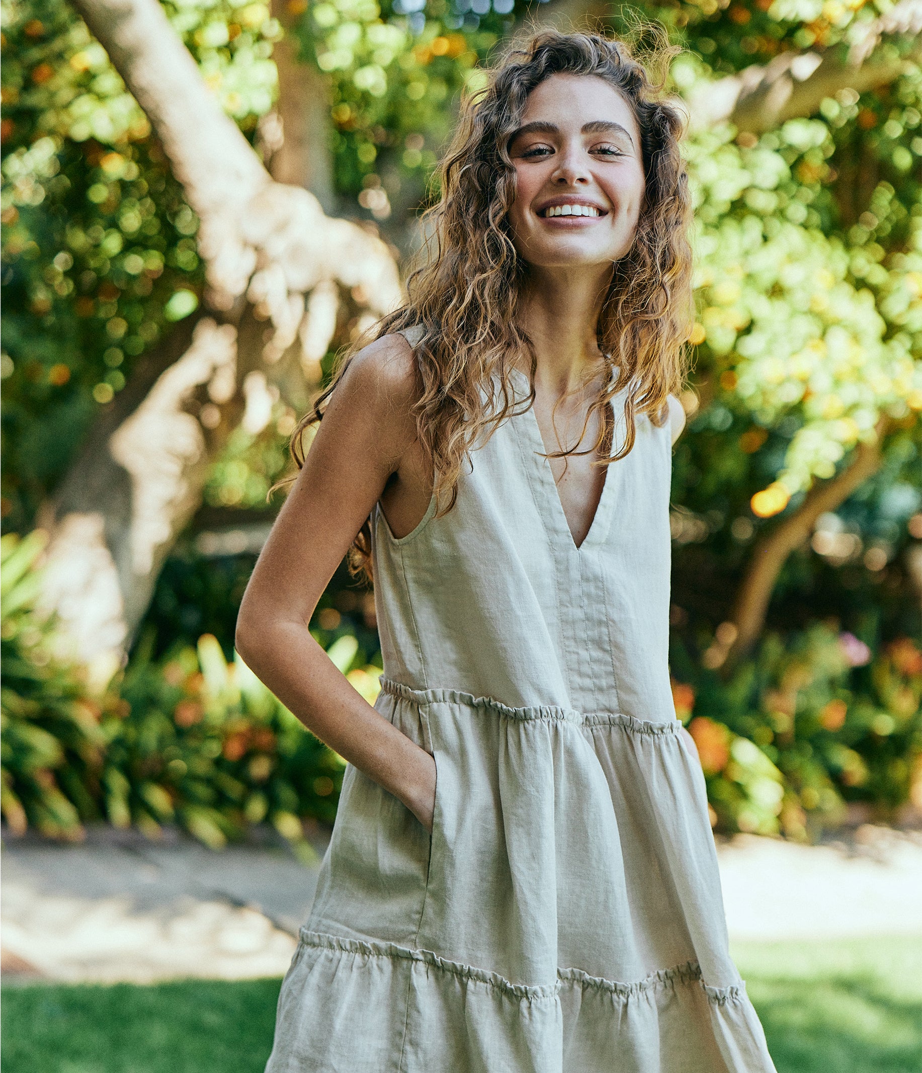 COTTON JERSEY CHAIN STITCH SLEEVELESS DRESS(S Off White