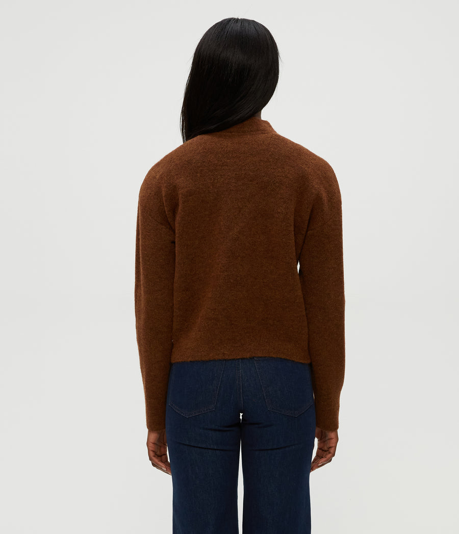 Lidia Cropped Bomber Jacket in ESPRESSO Brown Back View #ESPRESSO