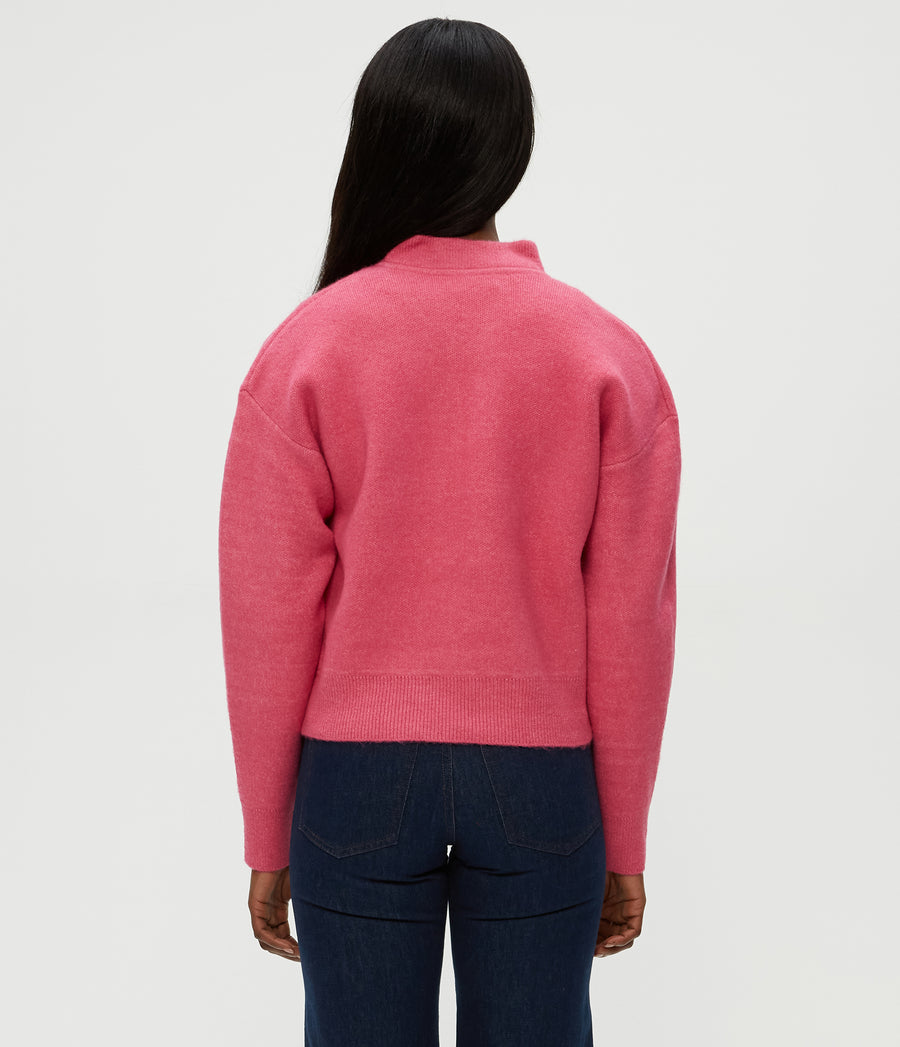 Lidia Cropped Bomber Jacket in TAFFY Pink Back View #TAFFY