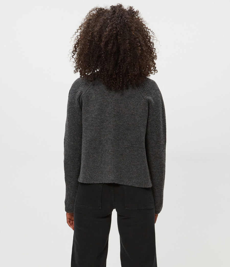 Drea Cardigan in Charcoal Grey Back View #CHARCOAL