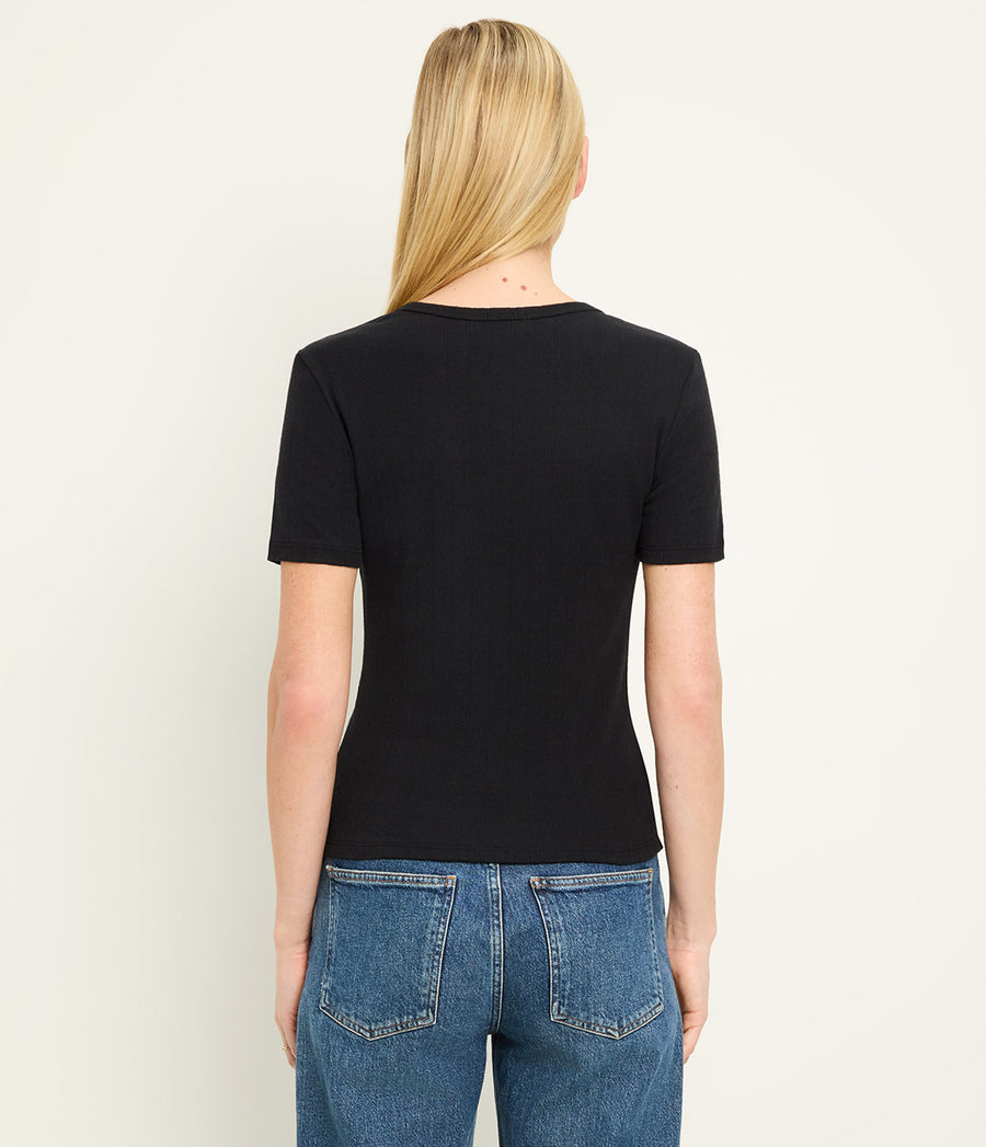 Cecile Crewneck Tee in Black Back View #BLACK