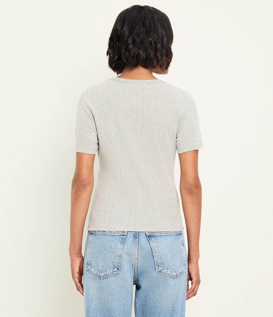 Cecile Crewneck Tee in Heather Grey Grey Back View #HEATHER GREY