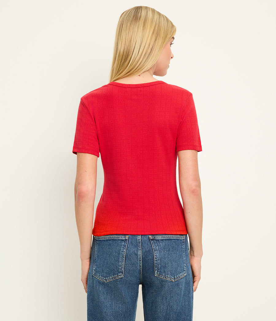 Cecile Crewneck Tee in LACQUER RED Back View #LACQUER