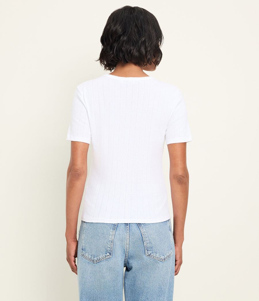 Cecile Crewneck Tee in White Back View  #WHITE