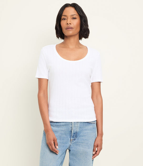 Cecile Crewneck Tee in White Full Body View #WHITE