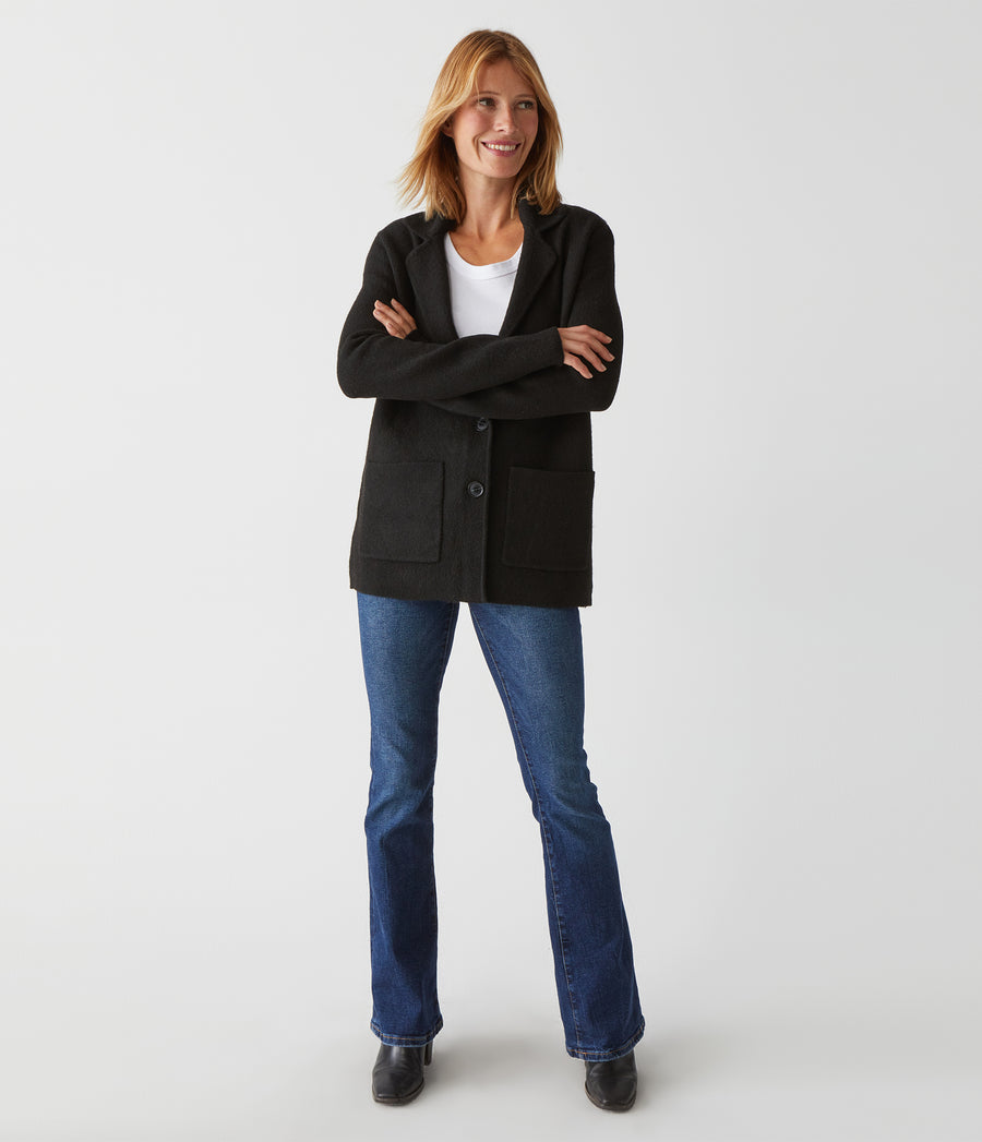 Diana Sweater Blazer in Black Full Body View #BLACK