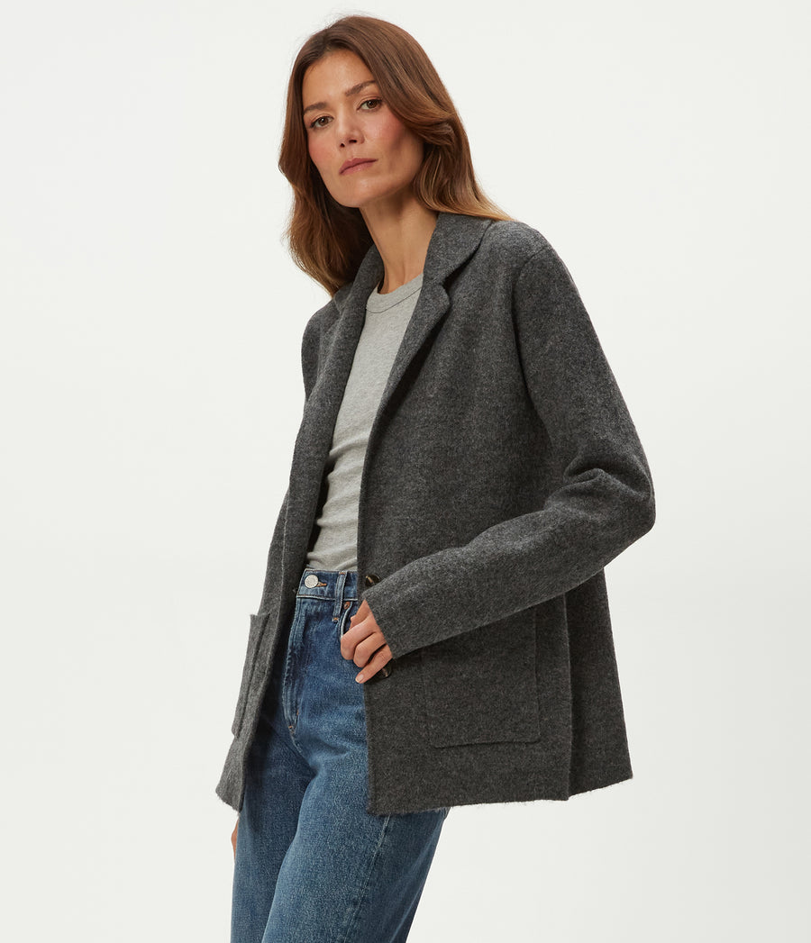 Diana Sweater Blazer in Charcoal Grey Side View #CHARCOAL