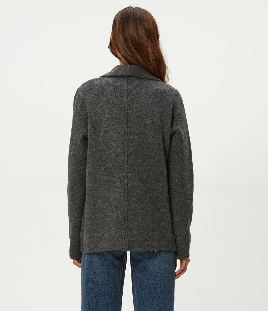 Diana Sweater Blazer in Charcoal Grey Back View #CHARCOAL