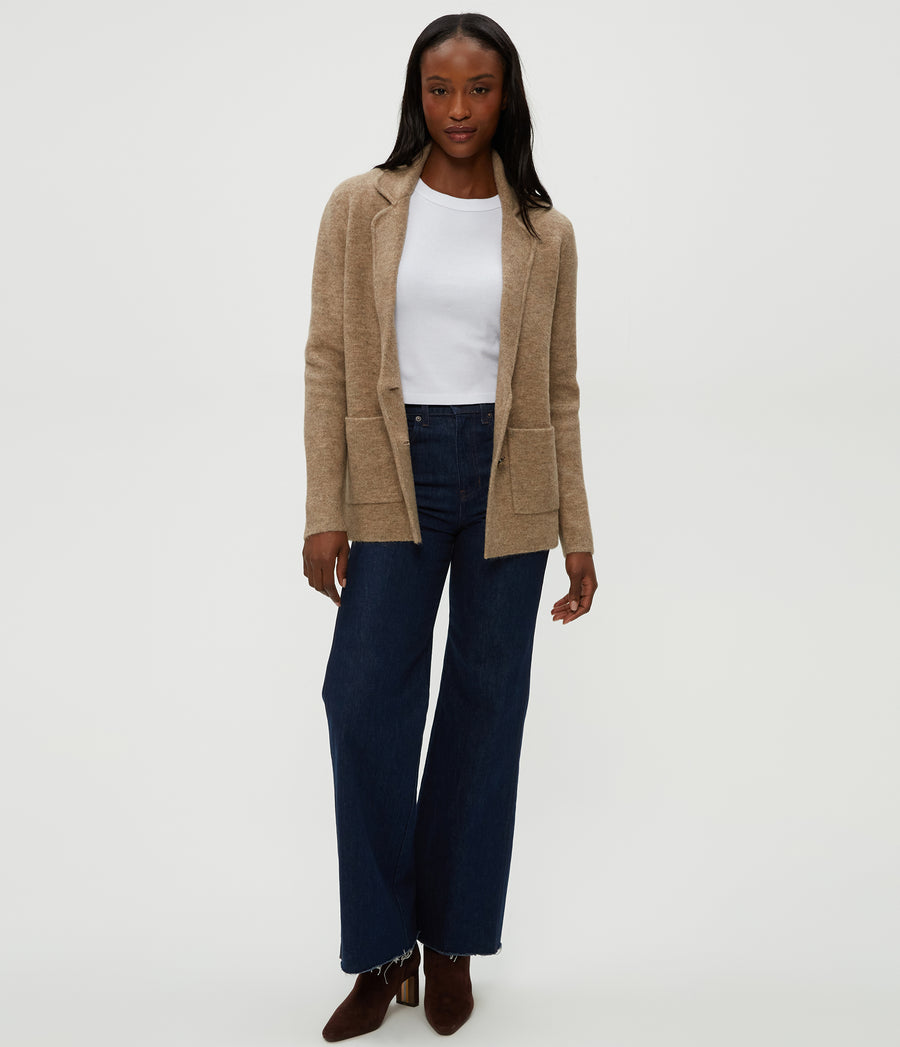 Diana Sweater Blazer in Dark Oatmeal Beige Full View #DARK OATMEAL