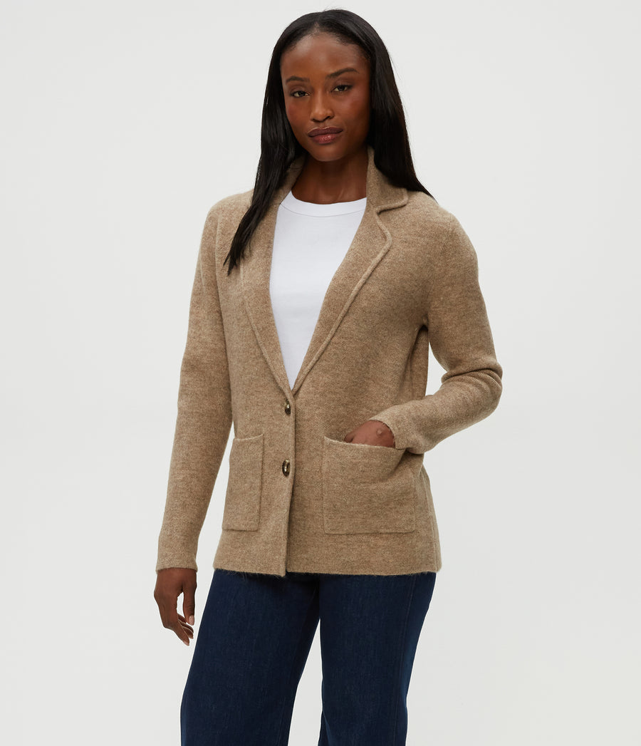 Diana Sweater Blazer in Dark Oatmeal Beige Side View #DARK OATMEAL