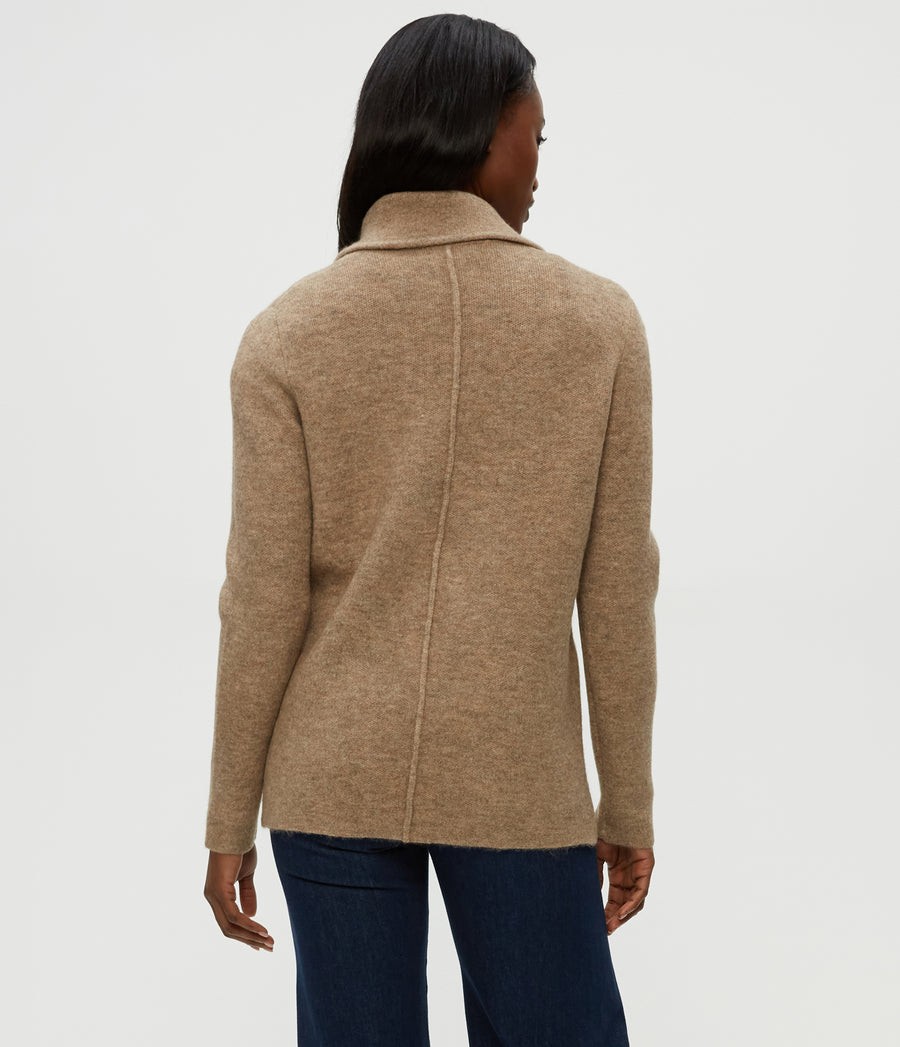 Diana Sweater Blazer in Dark Oatmeal Beige Back View #DARK OATMEAL