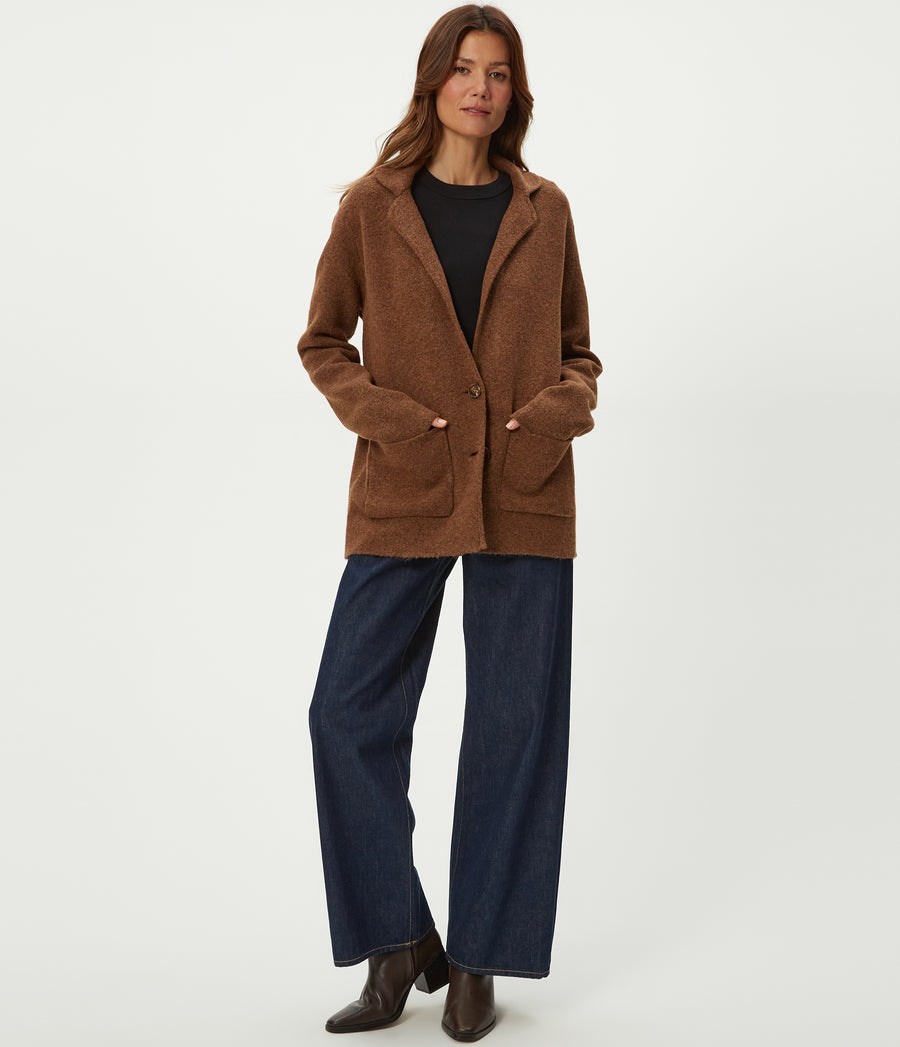 Diana Sweater Blazer in ESPRESSO Brown Full Body View #ESPRESSO