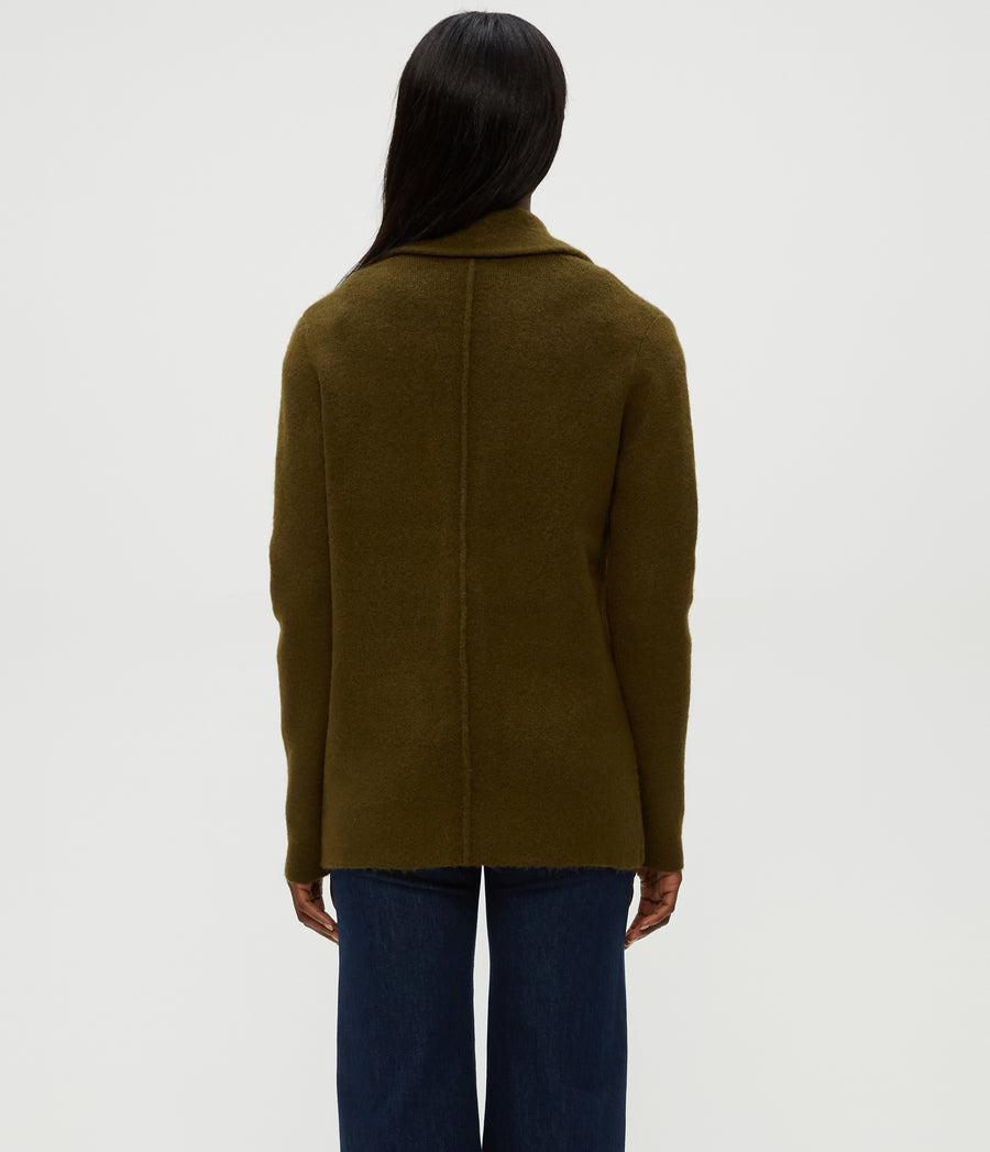Diana Sweater Blazer in TOPIARY GREEN Back View #TOPIARY