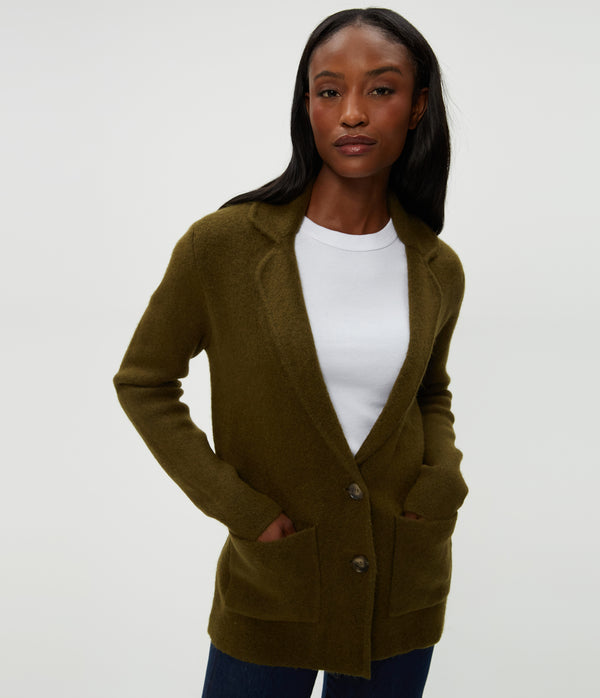 Diana Sweater Blazer in TOPIARY GREEN Side View #TOPIARY