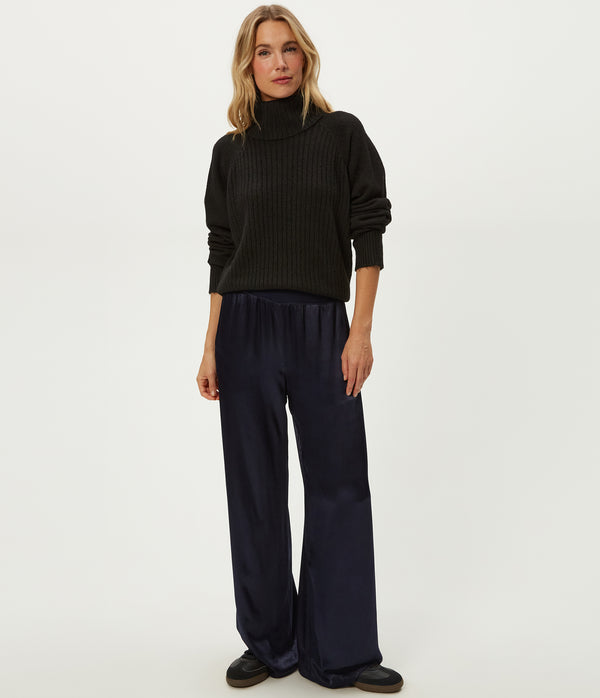 Storm Turtleneck Sweater in Black Full Body View #BLACK