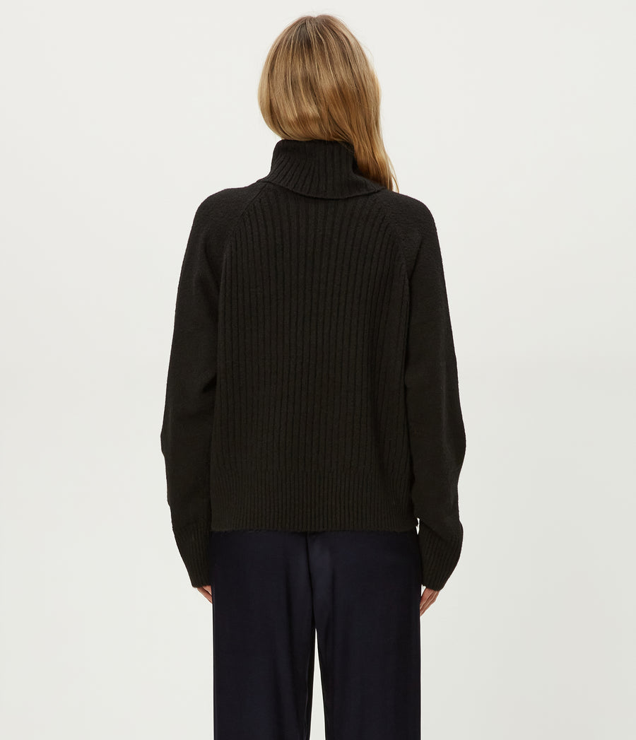 Storm Turtleneck Sweater in Black Back View #BLACK