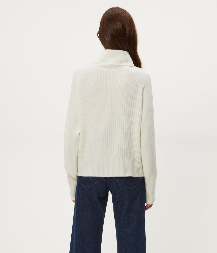 Storm Turtleneck Sweater in Ivory White Back View #IVORY