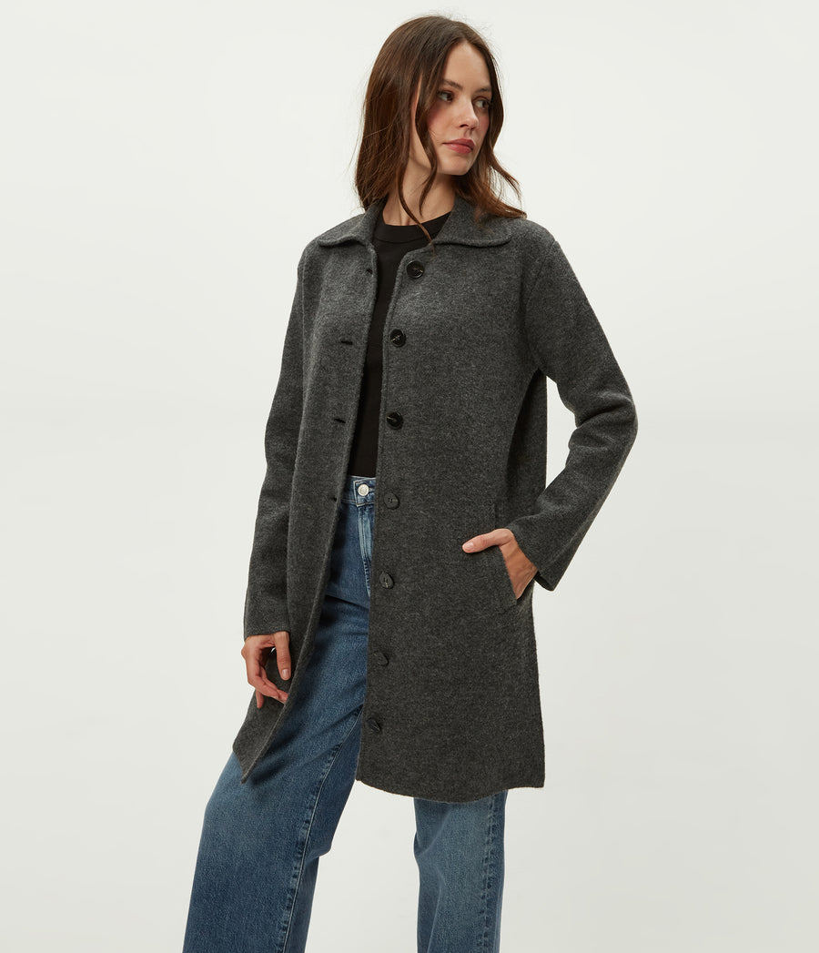 Glacia Coatigan in Charcoal Grey Side View #CHARCOAL