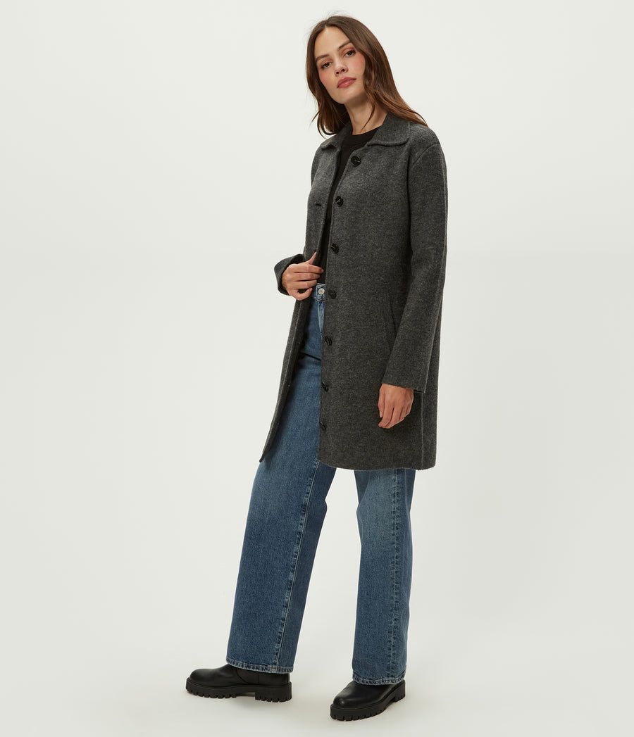 Glacia Coatigan in Charcoal Grey Full Body View #CHARCOAL