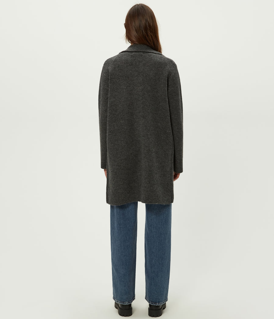 Glacia Coatigan in Charcoal Grey Back View #CHARCOAL