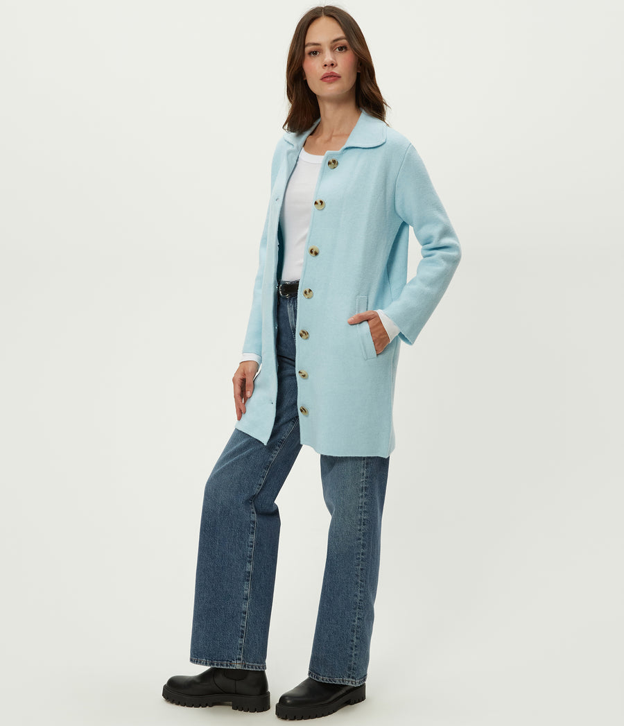 Glacia Coatigan in Ice Blue Blue Full Body View #ICE BLUE