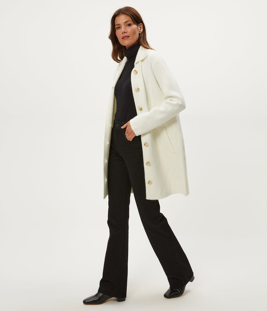 Glacia Coatigan in Ivory White Side View #IVORY