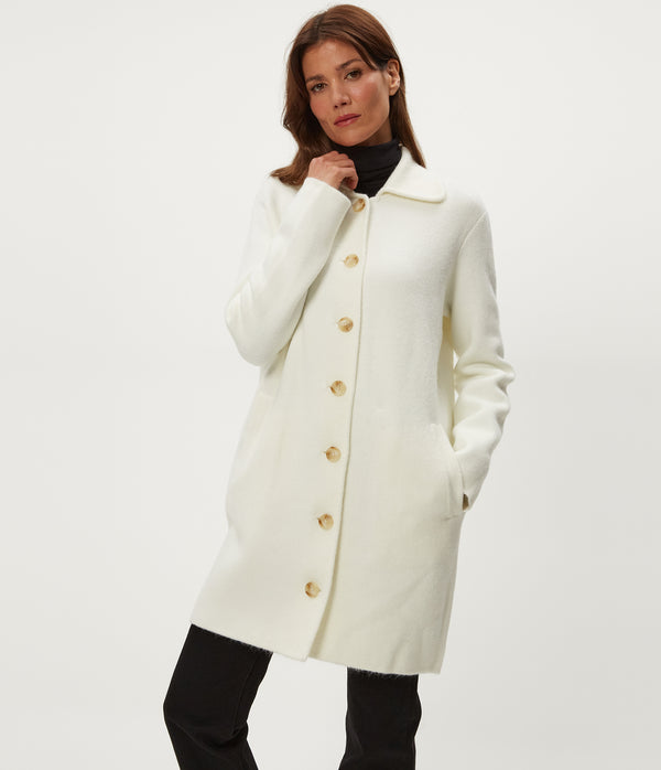 Glacia Coatigan in Ivory White Full Body View #IVORY