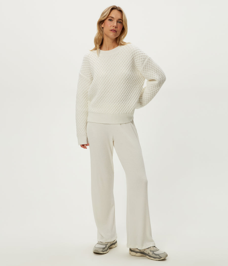 Storm Turtleneck Sweater in Ivory White Full Body View #IVORY