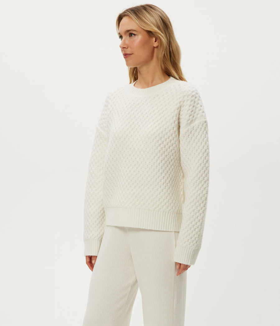 Storm Turtleneck Sweater in Ivory White Side View #IVORY