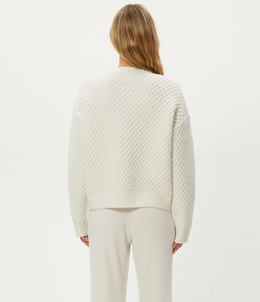 Storm Turtleneck Sweater in Ivory White Back View #IVORY