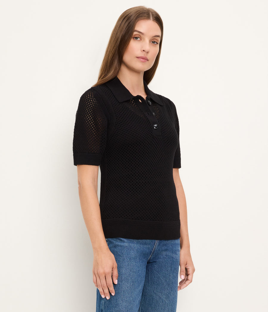 Perri Mesh Stitch Polo BLACK / XL