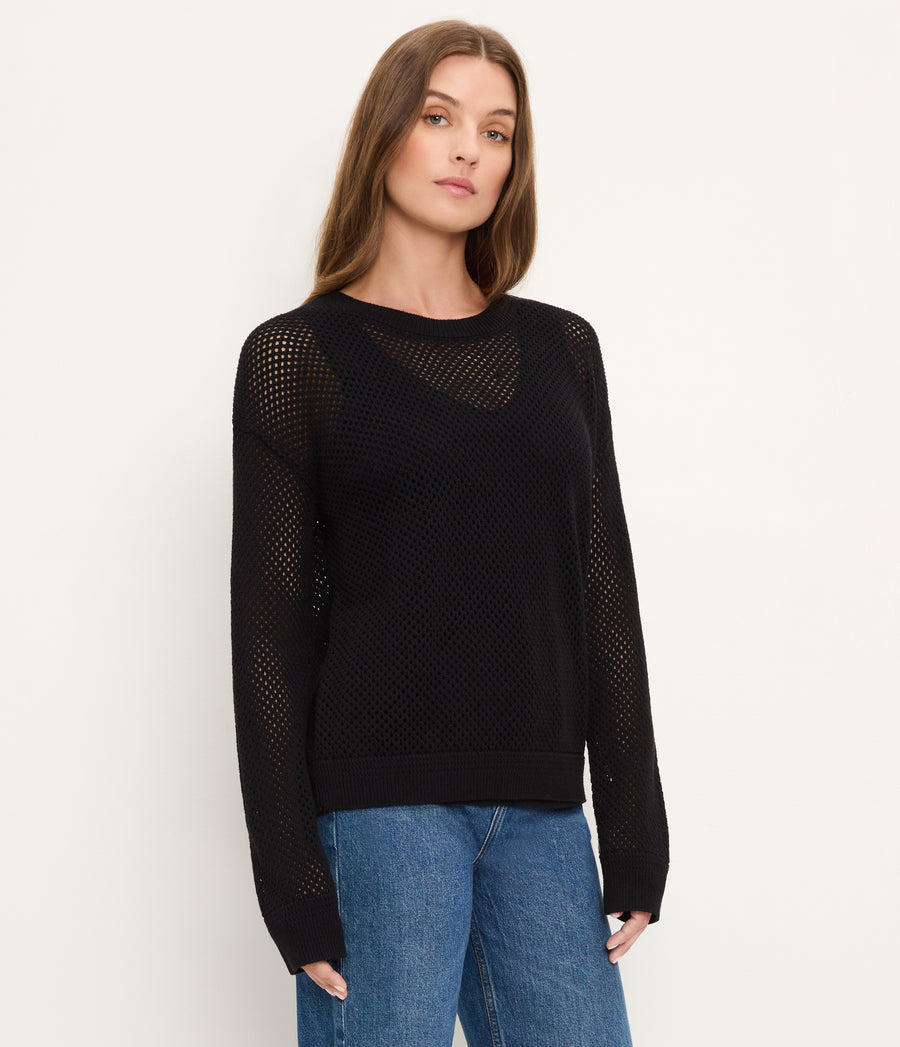 Sara Mesh Stitch Pullover BLACK / XL