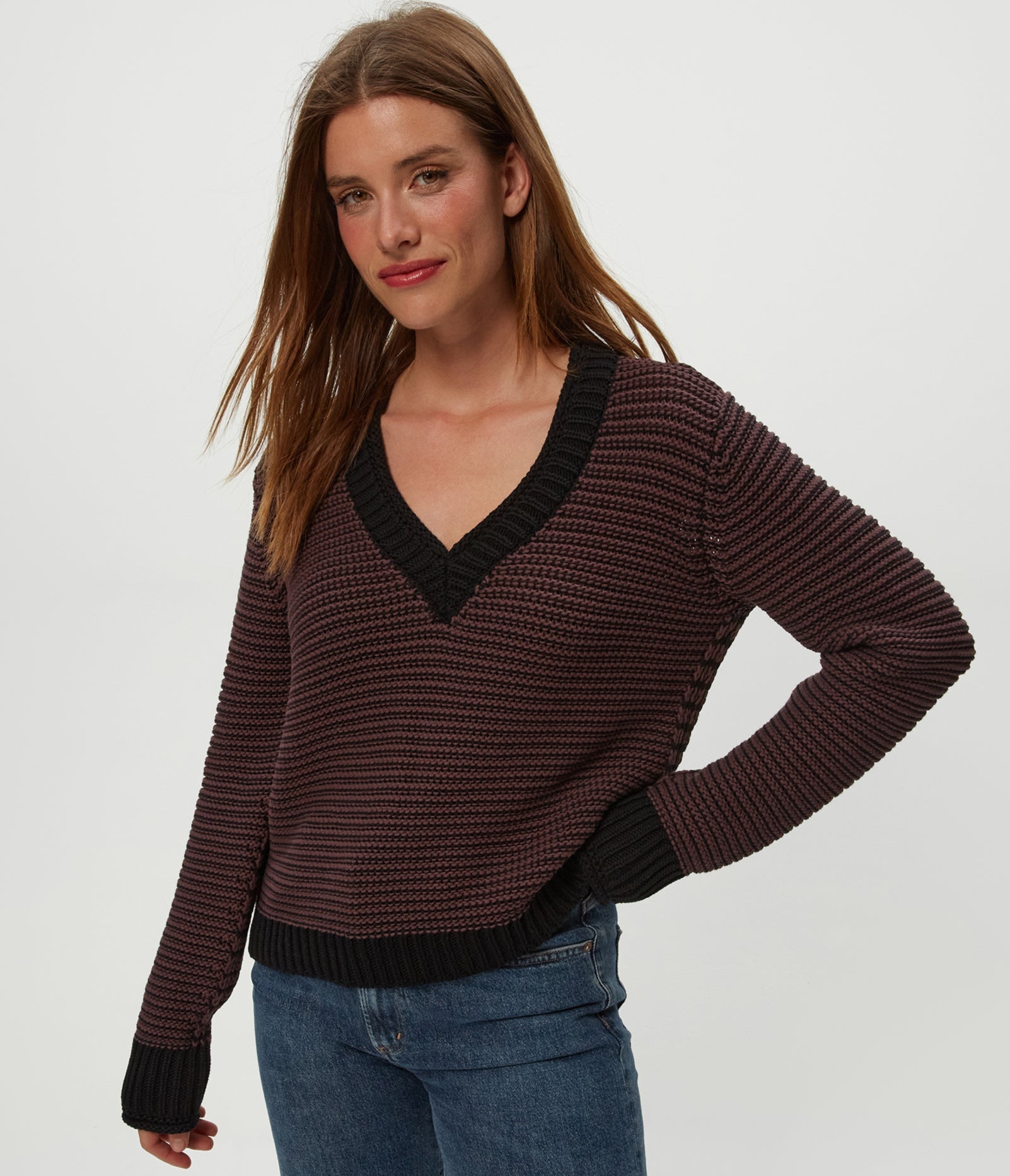 Linda Striped V-Neck Pullover
