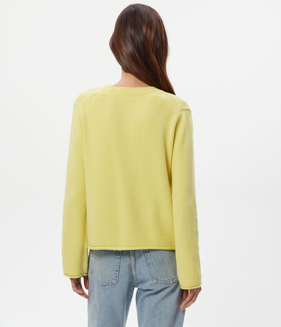 Mikaela Relaxed Pullover in BUTTERCUP Yellow Back View #BUTTERCUP