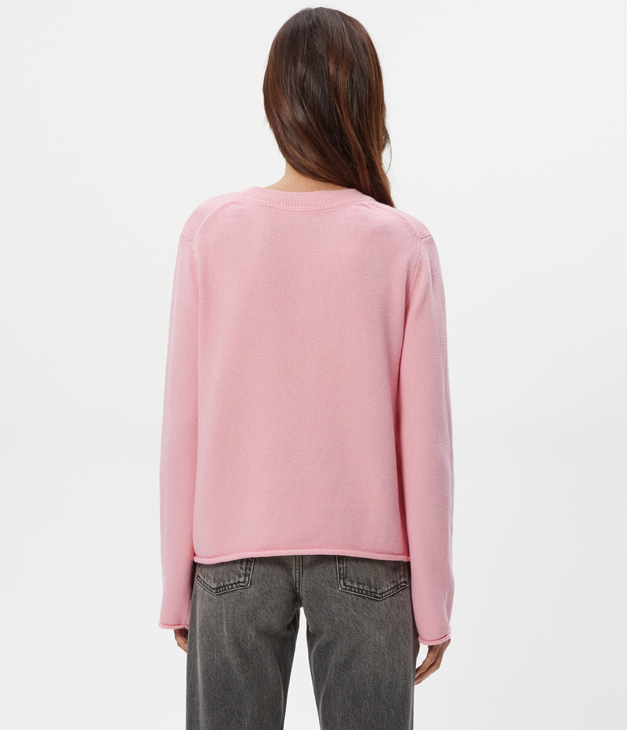 Mikaela Relaxed Pullover in DRAGONFRUIT Pink Back View #DRAGONFRUIT