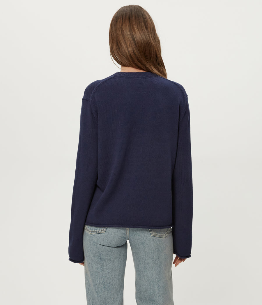 Mikaela Relaxed Pullover in Nocturnal Blue Back View  #NOCTURNAL