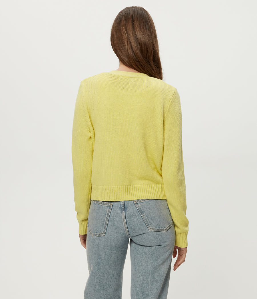 Tracey Cropped Cardigan in BUTTERCUP Yellow Back View #BUTTERCUP