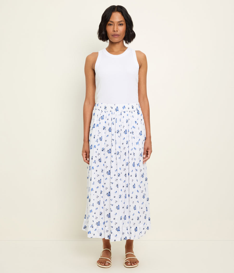 Camielle Floral Skirt in BLUE RIBBON FLORAL Full Body View #BLUE RIBBON FLORAL